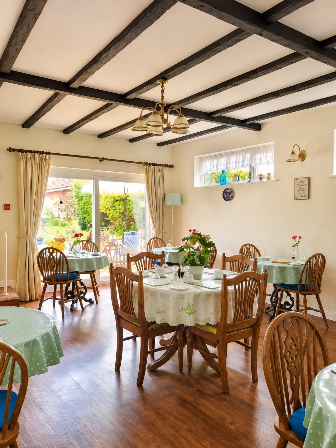 The dining room at Lilac Villa, set for breakfast